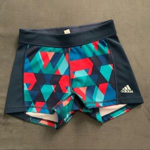 Adidas Navy Blue Geometric Compression Shorts